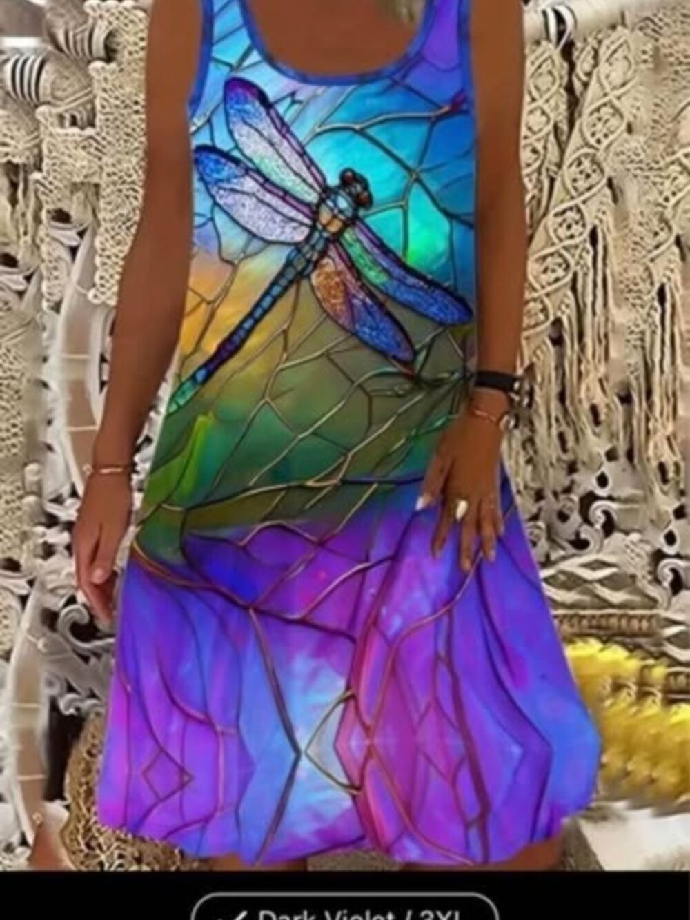 Ladies size 3XL Dragonfly Print shift dress